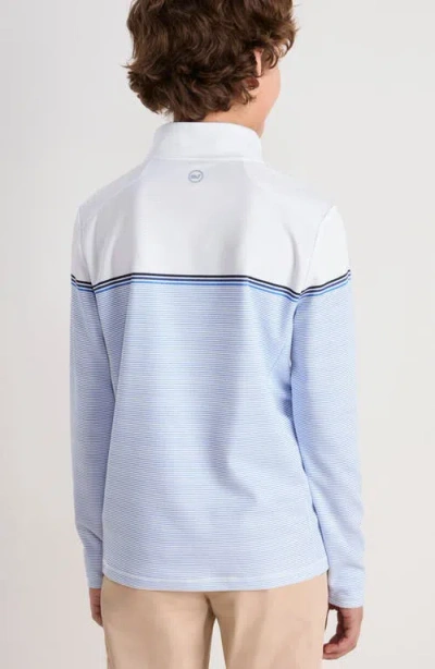 Vineyard Vines Kids' Striped Sankaty Performance Quarter Zip Pullover In Blue