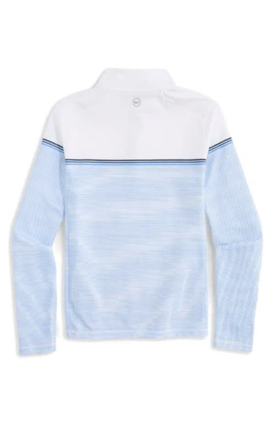 Vineyard Vines Kids' Striped Sankaty Performance Quarter Zip Pullover In Blue