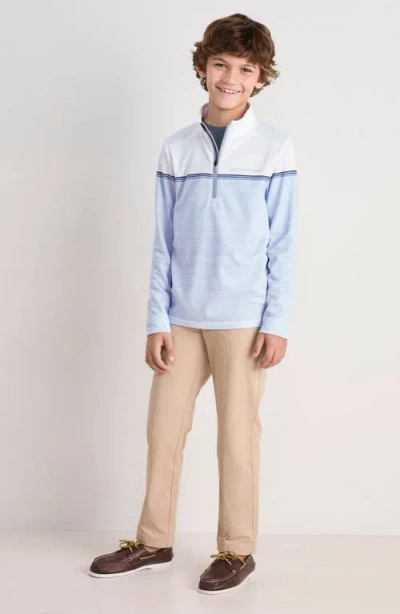 Vineyard Vines Kids' Striped Sankaty Performance Quarter Zip Pullover In Blue