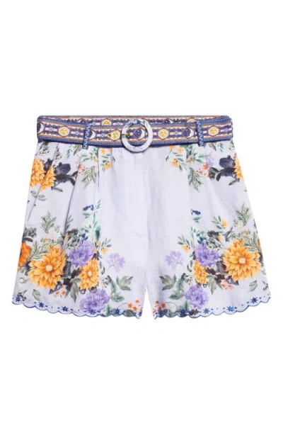 Camilla Tuck Front Belted Linen Shorts In White
