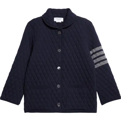Thom Browne 4-bar Quilted Virgin Wool Blend Jacket In Blue