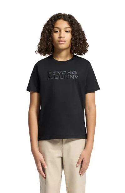 Psycho Bunny Kids' Berni Embroidered Cotton Graphic T-shirt In Black