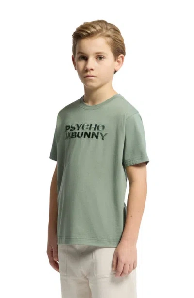 Psycho Bunny Kids' Berni Embroidered Cotton Graphic T-shirt In Green