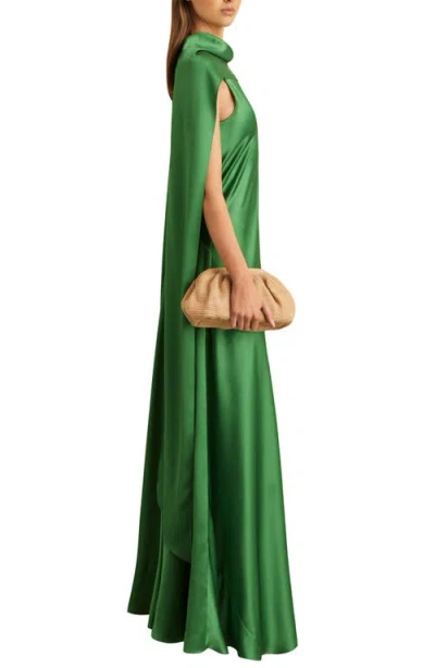 Reiss Fae Scarf Detail Satin Gown In Green