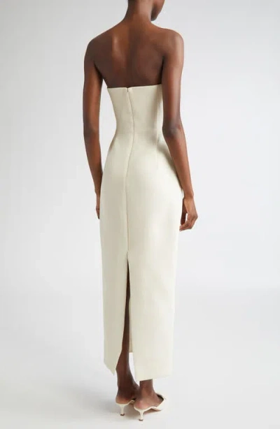 Lela Rose Draped Tulip Strapless Sheath Ankle Dress In White