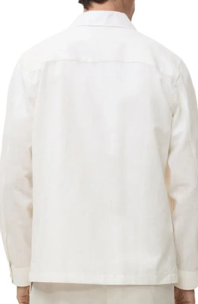 Mango Cotton & Linen Overshirt With Pockets In White