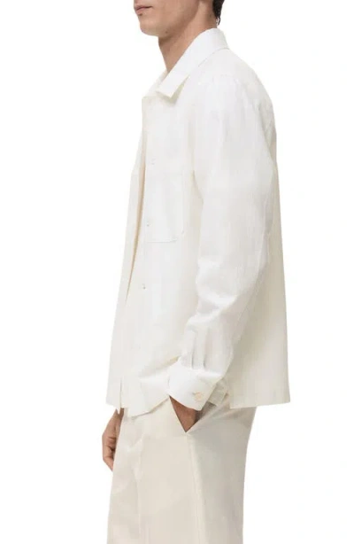 Mango Cotton & Linen Overshirt With Pockets In White