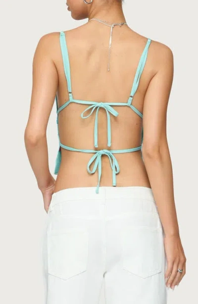 Edikted Pia Sequin Flower Open Back Camisole In Blue