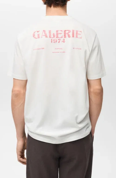 Mango Faded Message Cotton Graphic T-shirt In White