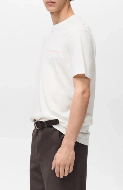 Mango Faded Message Cotton Graphic T-shirt In White