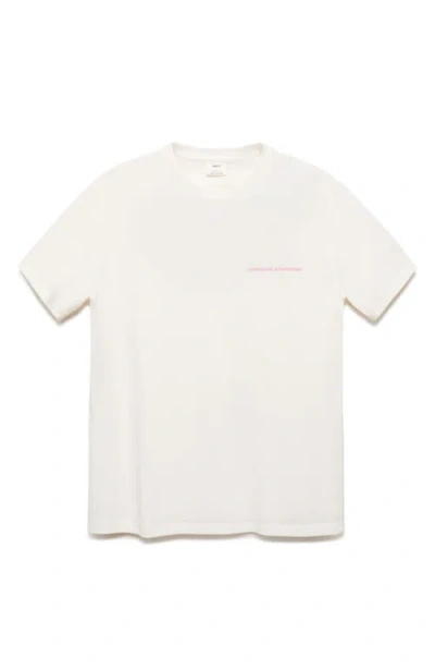 Mango Faded Message Cotton Graphic T-shirt In White