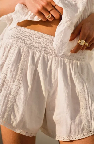 Topshop Broderie Mini Bloomer Shorts In White