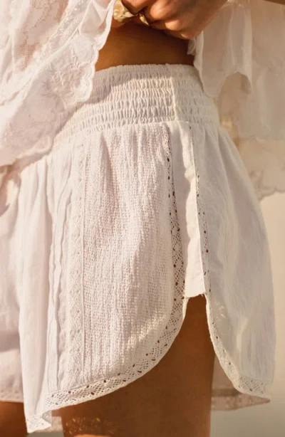 Topshop Broderie Mini Bloomer Shorts In White