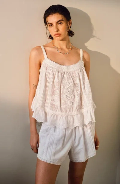 Topshop Broderie Mini Bloomer Shorts In White