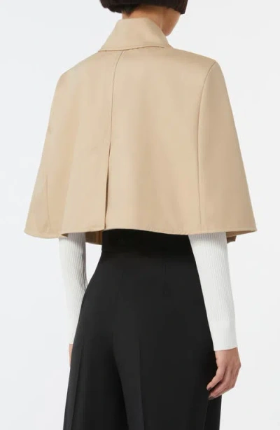 Max Mara Padre Water Repellent Cotton Gabardine Crop Cape In Neutral