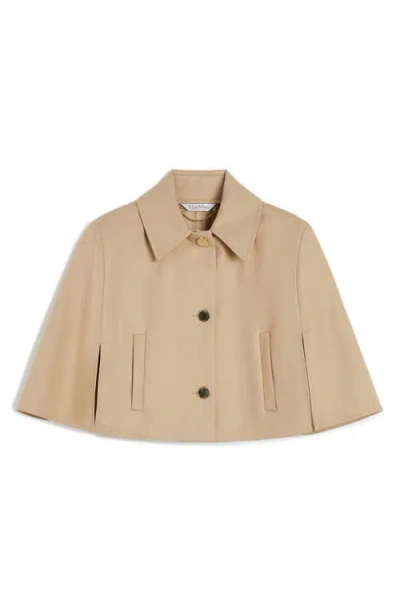 Max Mara Padre Water Repellent Cotton Gabardine Crop Cape In Neutral