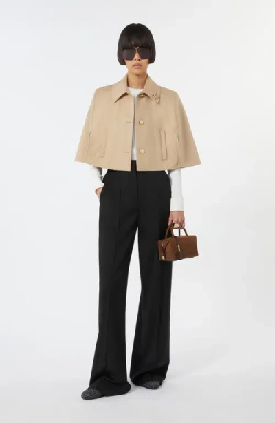 Max Mara Padre Water Repellent Cotton Gabardine Crop Cape In Neutral