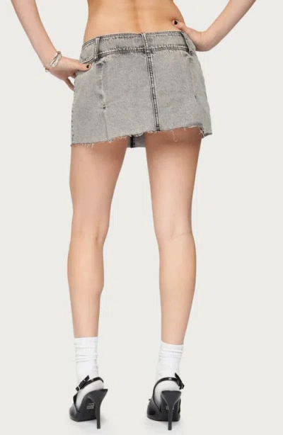Edikted Vintage Washed Denim Mini Skort In Gray, Women's At Urban Outfitters In Brown