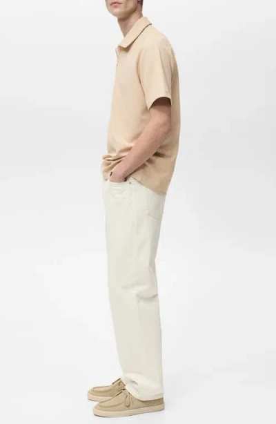 Mango Knit Quarter Zip Polo In Neutral