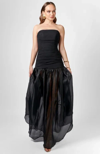 Bariano Haisley Strapless Sheer Skirt Maxi