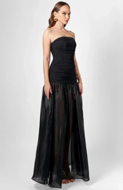 Bariano Haisley Strapless Sheer Skirt Maxi