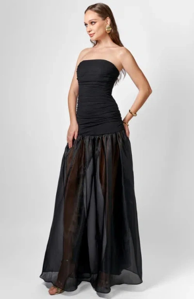 Bariano Haisley Strapless Sheer Skirt Maxi