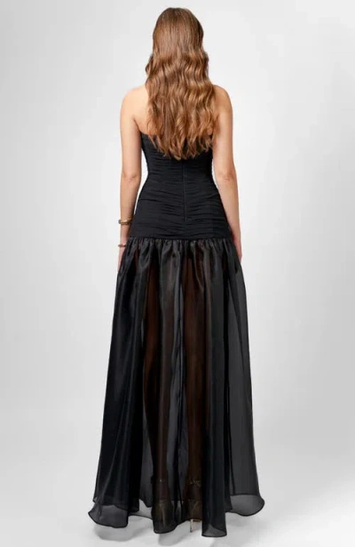 Bariano Haisley Strapless Sheer Skirt Maxi