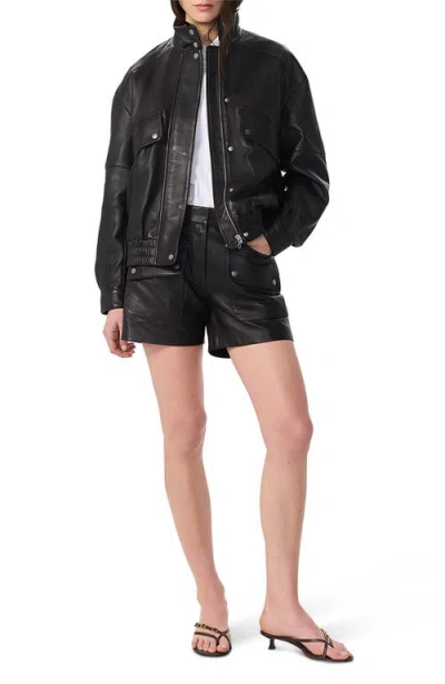 Rag & Bone Aria Leather Bomber Jacket In Black