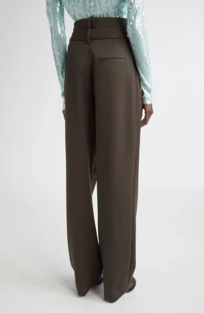 Monse Double Waistband Pleated Virgin Wool Trousers In Gray