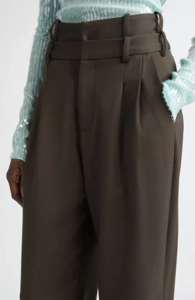 Monse Double Waistband Pleated Virgin Wool Trousers In Gray