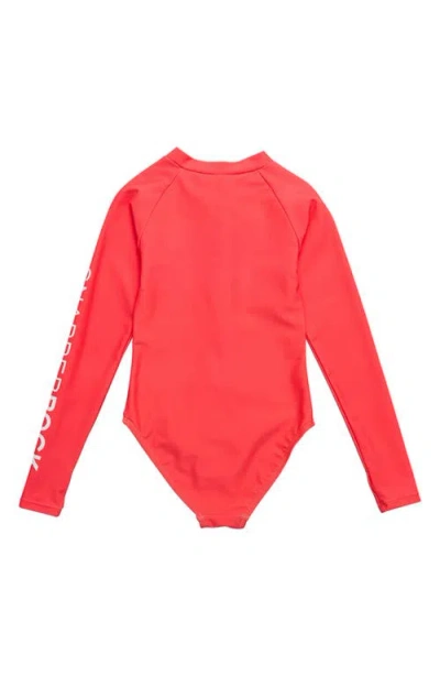 Snapper Rock Kids' Watermelon Long Sleeve One-piece Rashguard Swimsuit In Red
