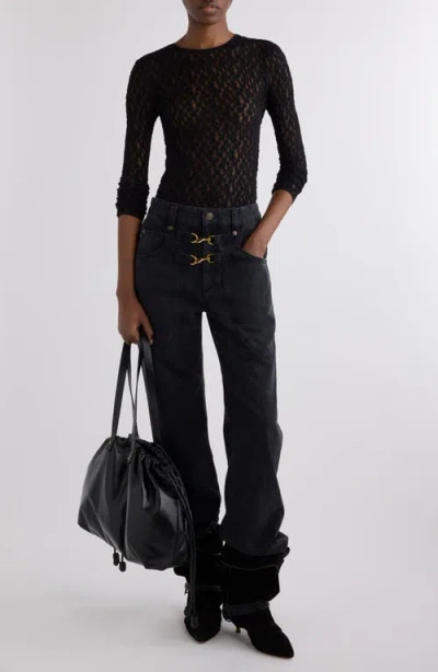 Isabel Marant Gaella Stretch Lace Top In Black