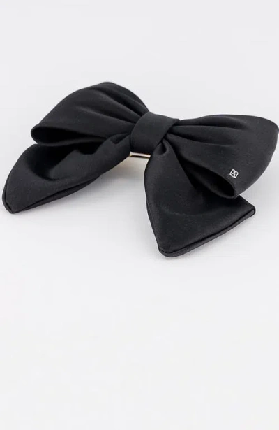 Alexandre De Paris Silk Bow Barette In Black