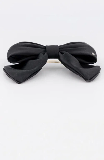Alexandre De Paris Silk Bow Barette In Black