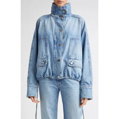 Brandon Maxwell The Harper Balloon Denim Jacket In Blue
