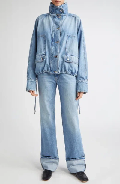 Brandon Maxwell The Harper Balloon Denim Jacket In Blue