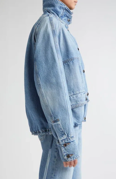 Brandon Maxwell The Harper Balloon Denim Jacket In Blue