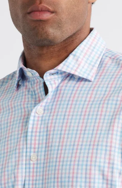 Johnnie-o Han Check Performance Button-up Shirt In Blue