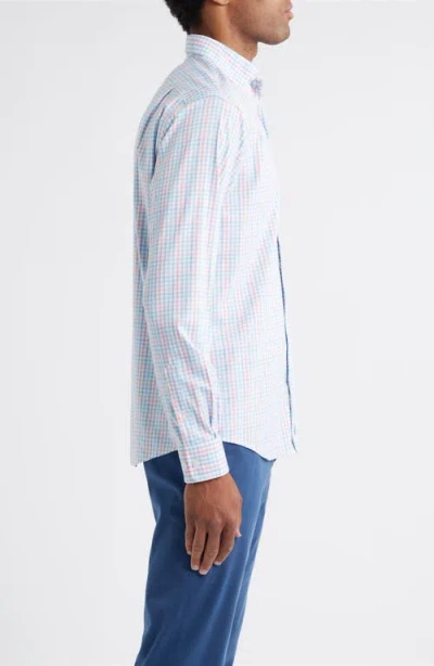 Johnnie-o Han Check Performance Button-up Shirt In Blue
