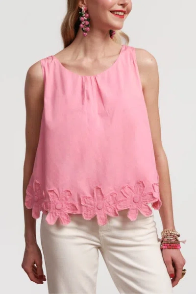 Frances Valentine Zennia Flower Hem Tank In Pink