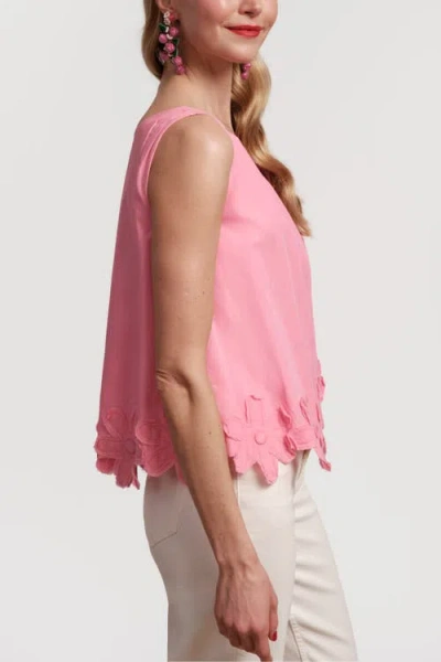 Frances Valentine Zennia Flower Hem Tank In Pink