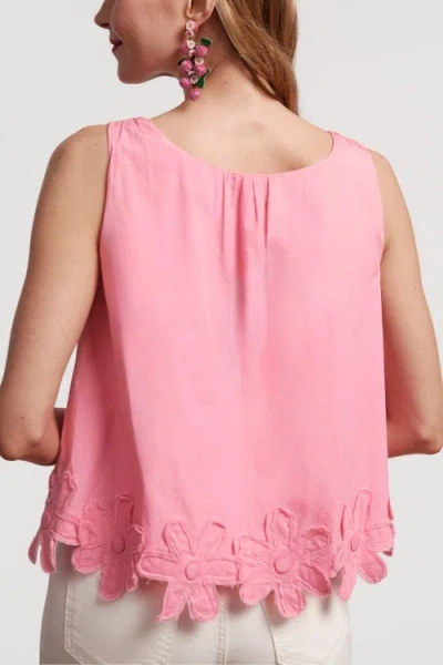 Frances Valentine Zennia Flower Hem Tank In Pink
