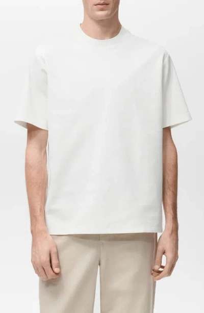 Mango Short Sleeve Cotton Crewneck Sweater In White