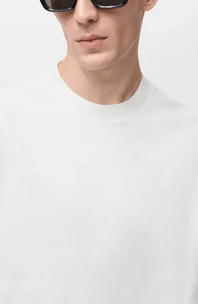 Mango Short Sleeve Cotton Crewneck Sweater In White