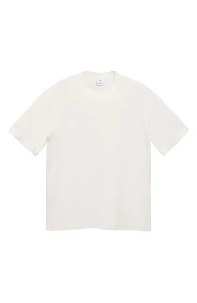 Mango Short Sleeve Cotton Crewneck Sweater In White