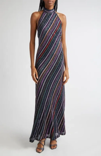 Missoni Sequin Stripe Metallic Knit Dress