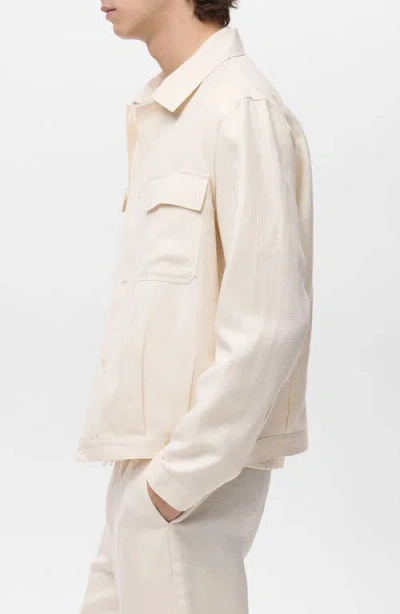 Mango Men's Bowling-style Linen Overshirt In Neutral