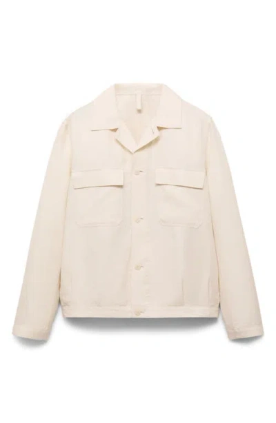 Mango Men's Bowling-style Linen Overshirt In Neutral