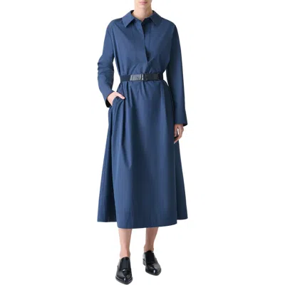 Akris A-line Poplin Midi Dress In Blue
