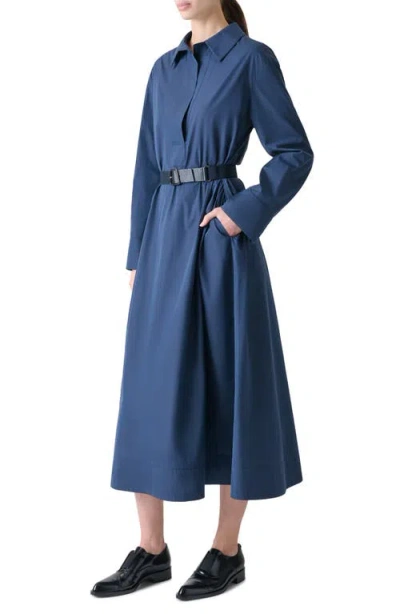 Akris A-line Poplin Midi Dress In Blue